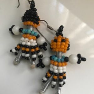 Handmade Beaded Kachina Doll Earrings
